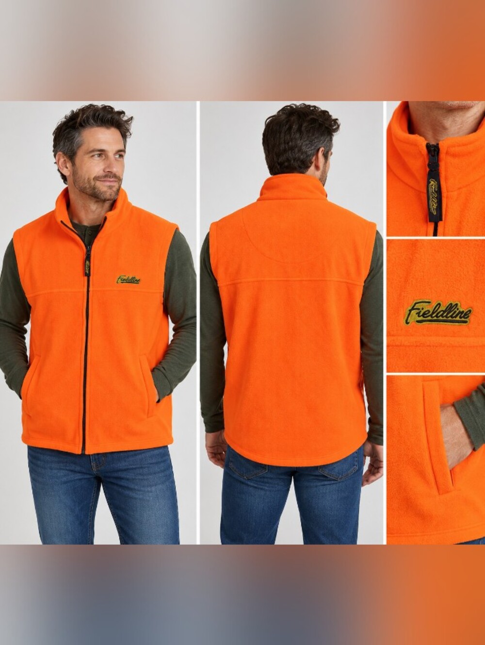 fieldline blaze orange fleece hunting vest men’s xl full zip